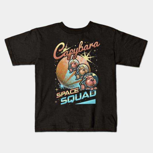 Capybara Space Squad Kids T-Shirt by wuhuli